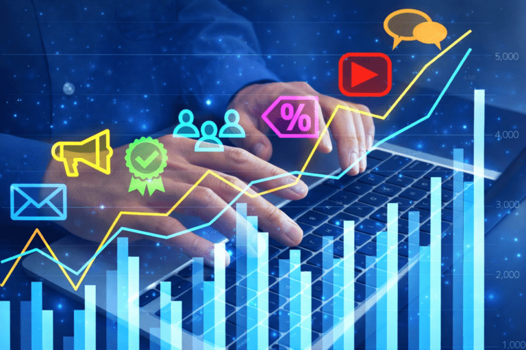 social media marketing growth chart showing increase in engagement